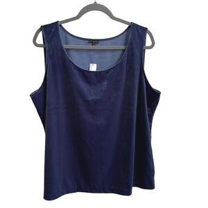 Talbots Plus Velvet Tank Top Deep Blue Sleeveless Scoop Neck Size 2X NWT